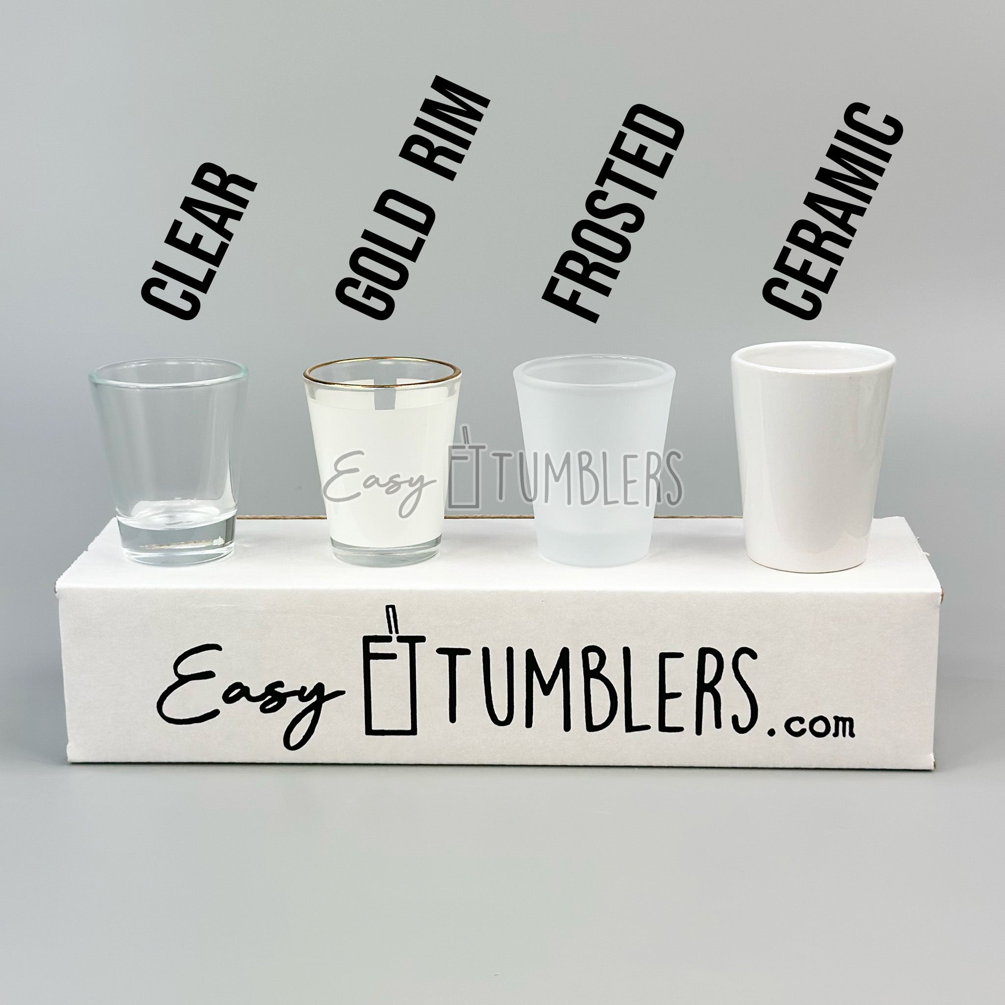 Clear Shot Glass with Gold Trim and Printable White Area 1.5 oz