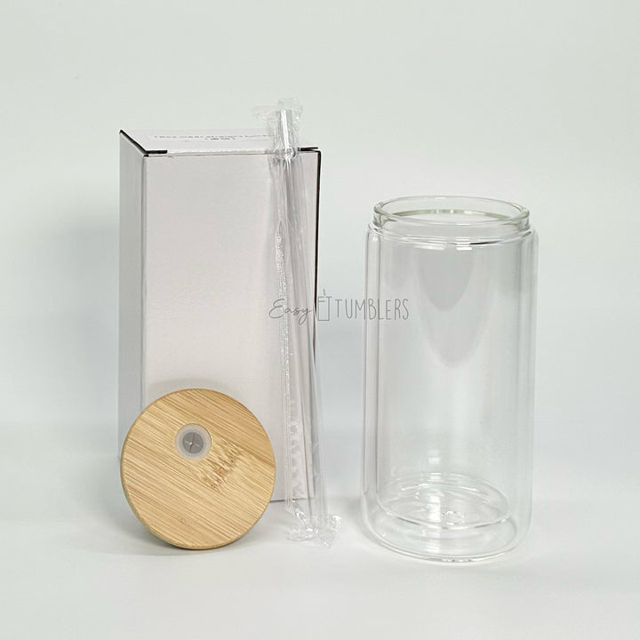 Sublimation Double-Walled Snow Globe Glass Can (Plug included)