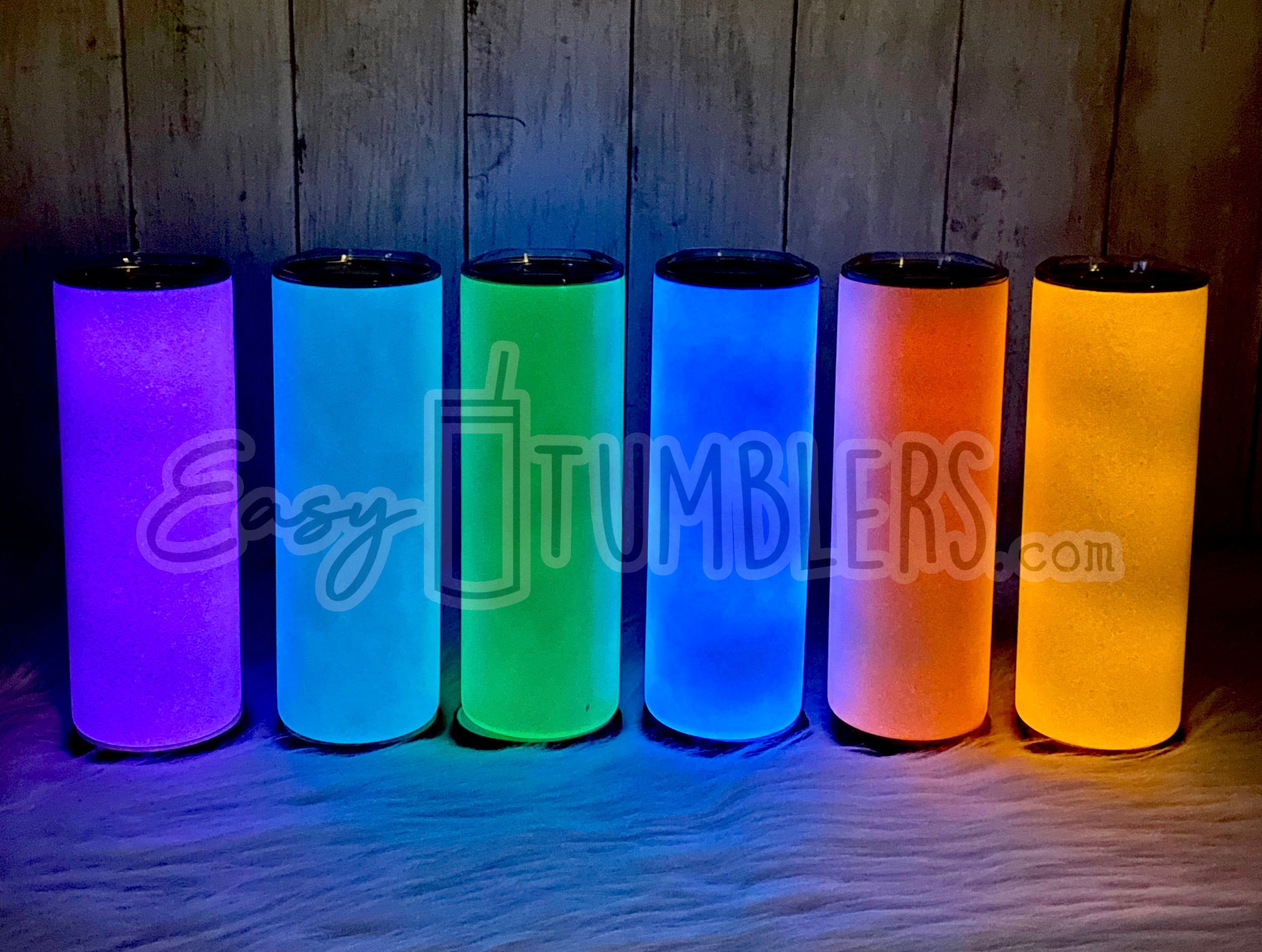 20oz Tumblers Glow in The Dark Blank White Red Coral Blue Green or Pink Stainless Steel Sublimation Tumbler w/Straw, Lid Box