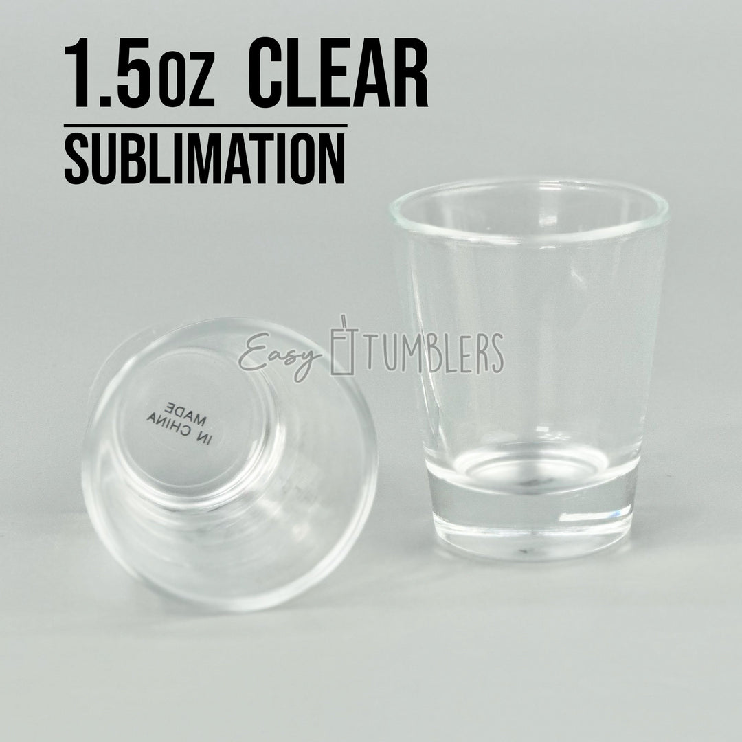 Clear Shot Glass with Gold Trim and Printable White Area for Sublimation  Printing - 1.5oz
