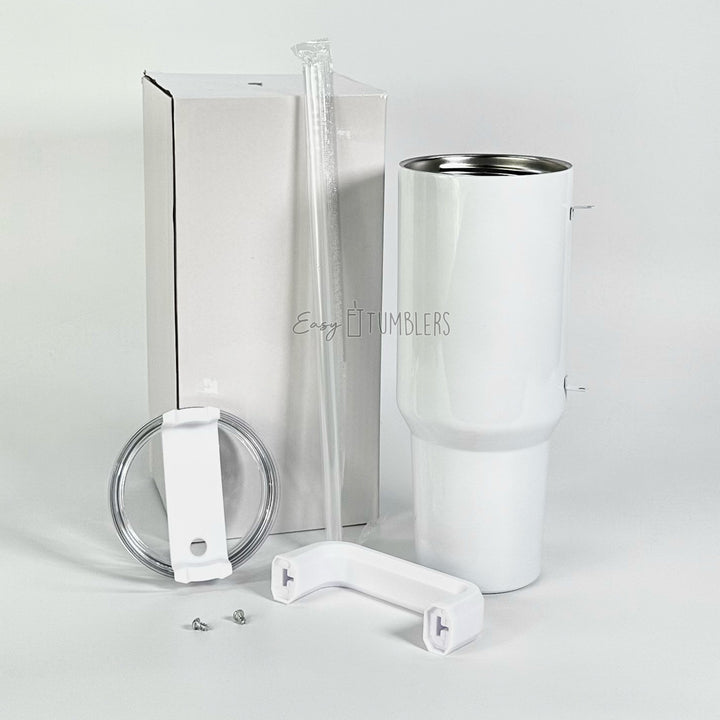 40oz Gloss with Handle Sublimation Blank Tumbler (Template Included)