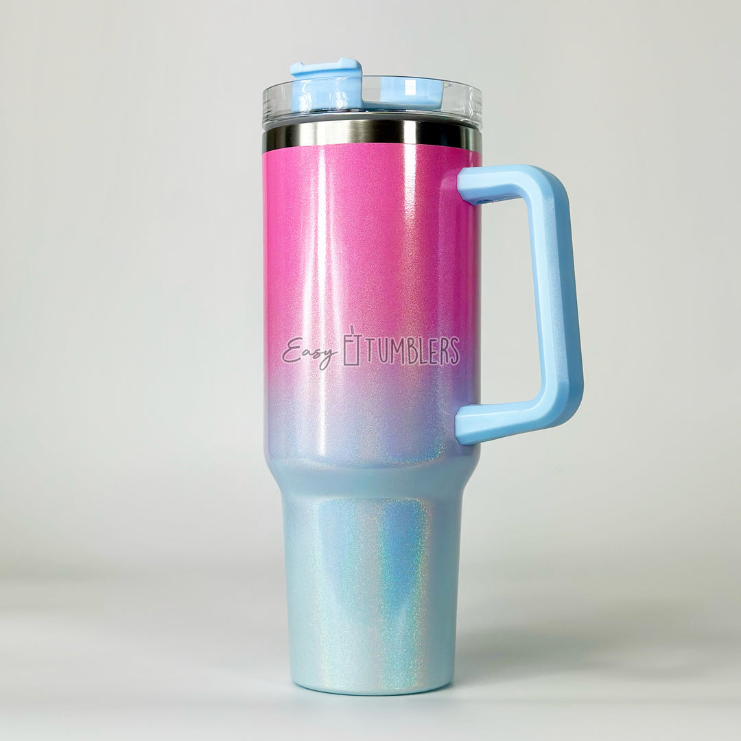 40 oz. Stainless Steel Tumbler with Handle - Ombre - Olive Rose Boutique