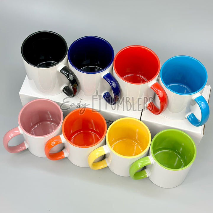 PREMIUM Sublimation Mugs 11oz Colored Handle