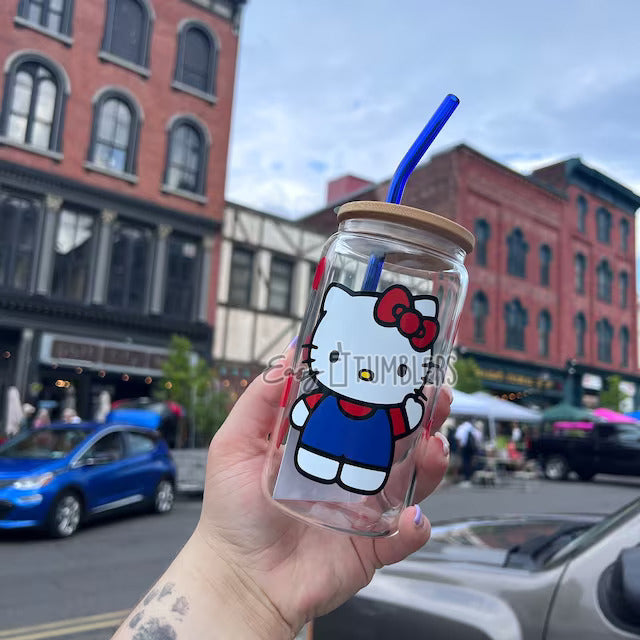 Hello Kitty Frosted Glass Can