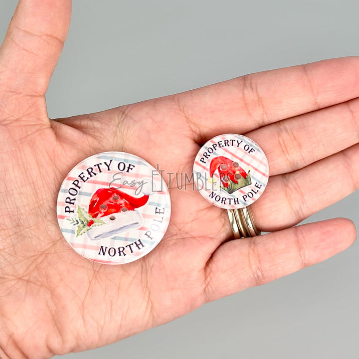 Sublimation Acrylic Santa Lost Buttons (Pack of 2)