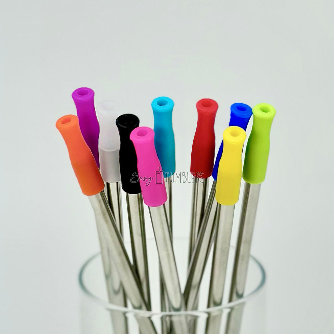 Silicone straw tips cover for stainless steel straws and glass straws