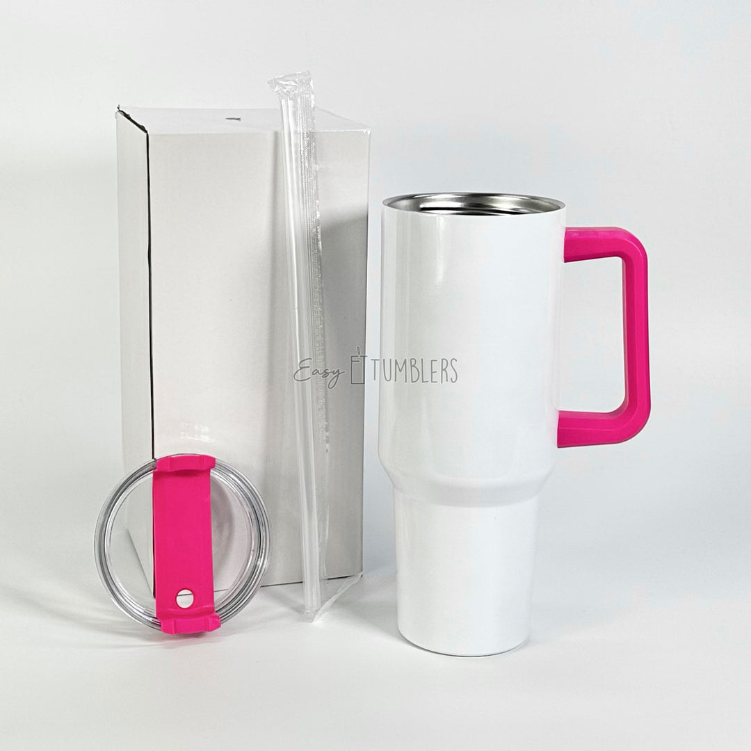 40oz Gloss with Handle Sublimation Blank Tumbler (Template Included)