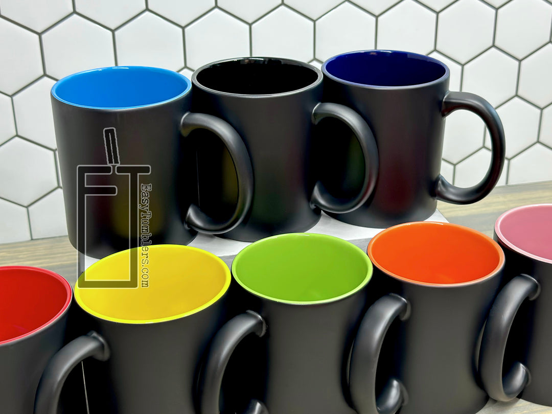 PREMIUM Sublimation Mugs 11oz Colored Handle – Easy Tumblers