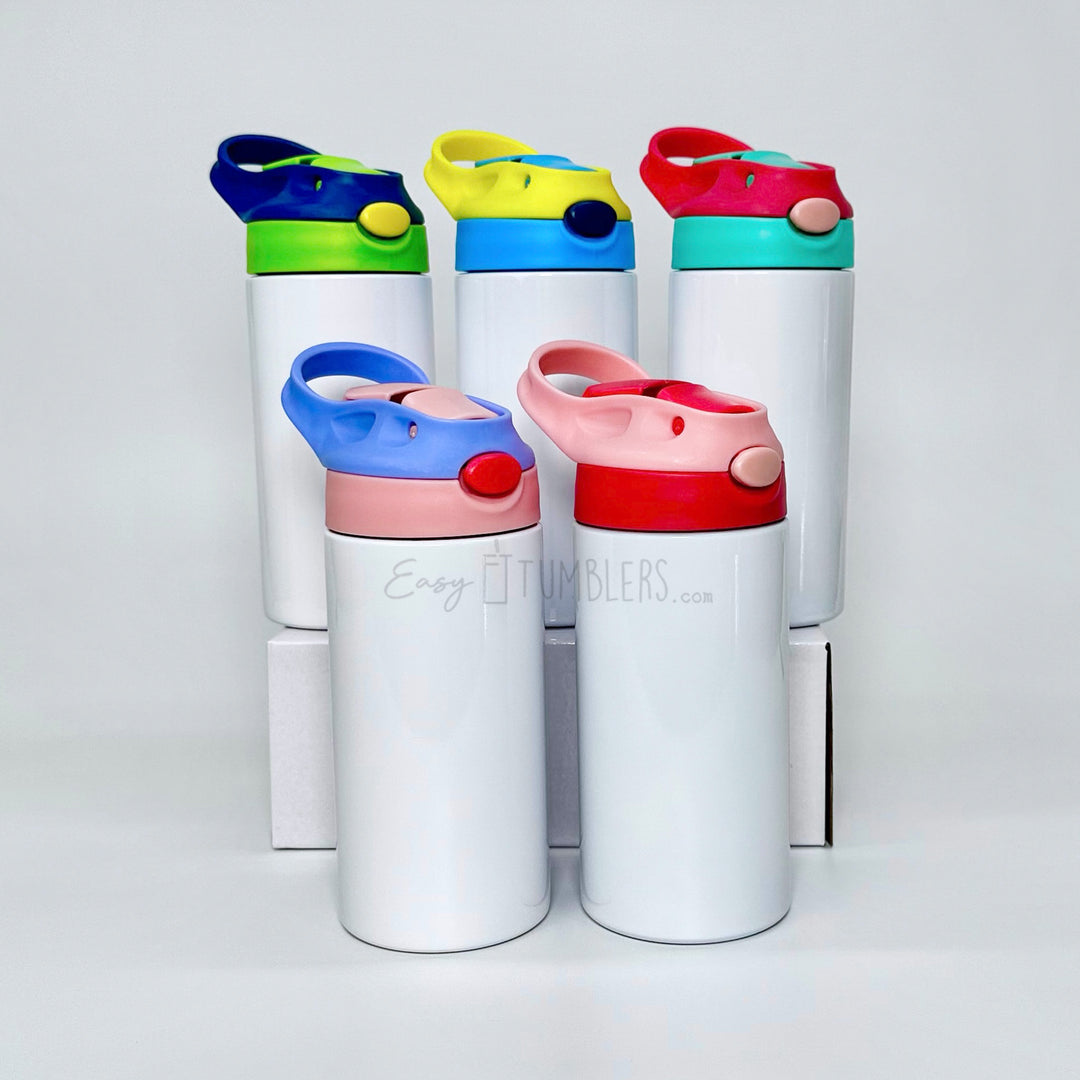 12oz Kids Water Bottle Flip Top Sublimation Blank Tumbler – Easy Tumblers